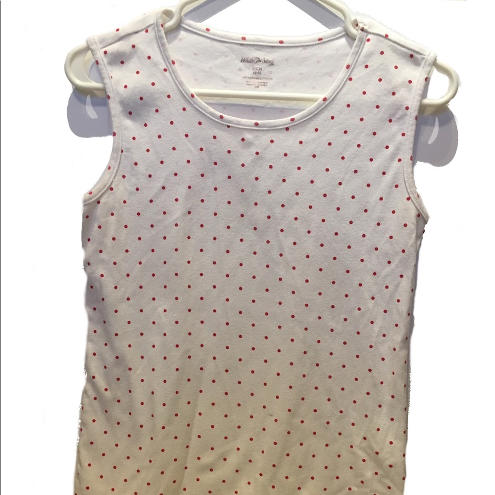 White pink polka dotted t shirt Tee tank top